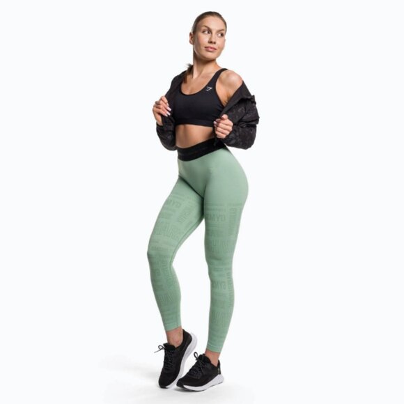 Gymshark Vision Leggings Seafoam Green Women's Medium Jacquard Logo Activewear - Picture 1 of 16